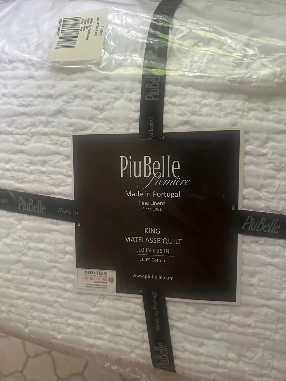 PiuBelle Premiere king Coverlet Cotton White Portugal Matelasse Quilt